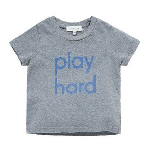 Benebene Gray Short Sleeve Kids Tee with Blue Print